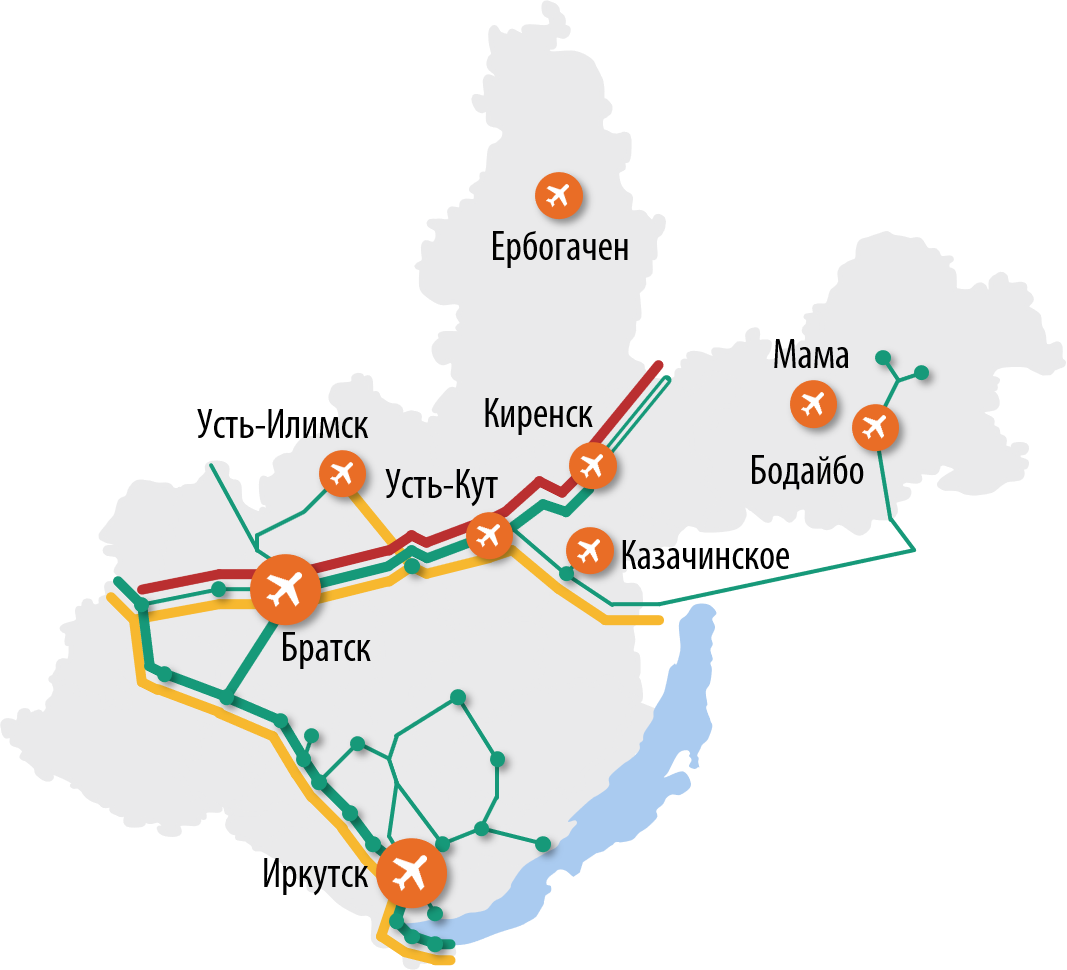 Карта основной транспортной инфраструктуры